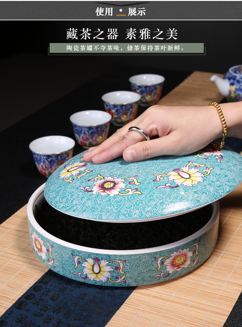 Shadow at large pu 'er tea pot tea cake tea urn hand - made POTS of blue and white porcelain tea tea barrel receives H storage box