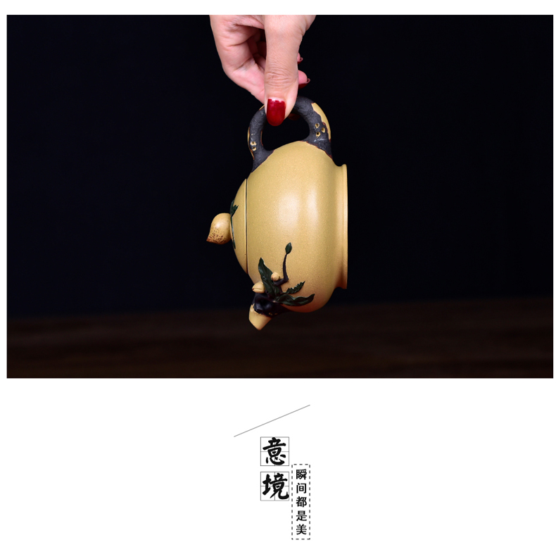 Shadow at yixing undressed ore section of mud by hand as it kung fu tea set office teapot peach flower pot, YS