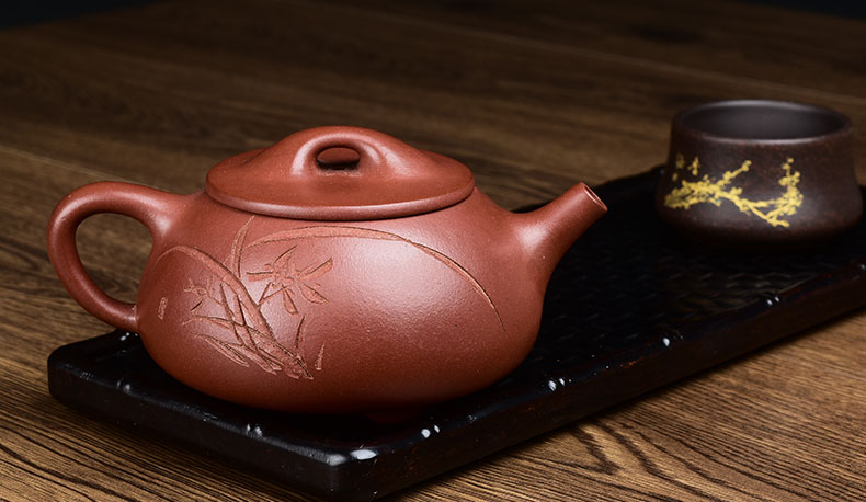 Shadow at yixing it masters hand made undressed ore purple mudstone gourd ladle domestic large capacity 480 cys teapot tea set