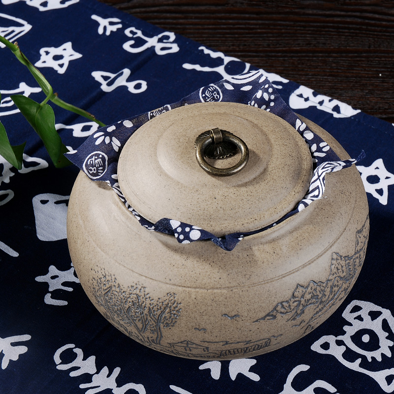 Shadow enjoy coarse pottery tea urn anaglyph tea boxes detong puer tea pot seal rock, mud caddy fixings large - sized DCXH