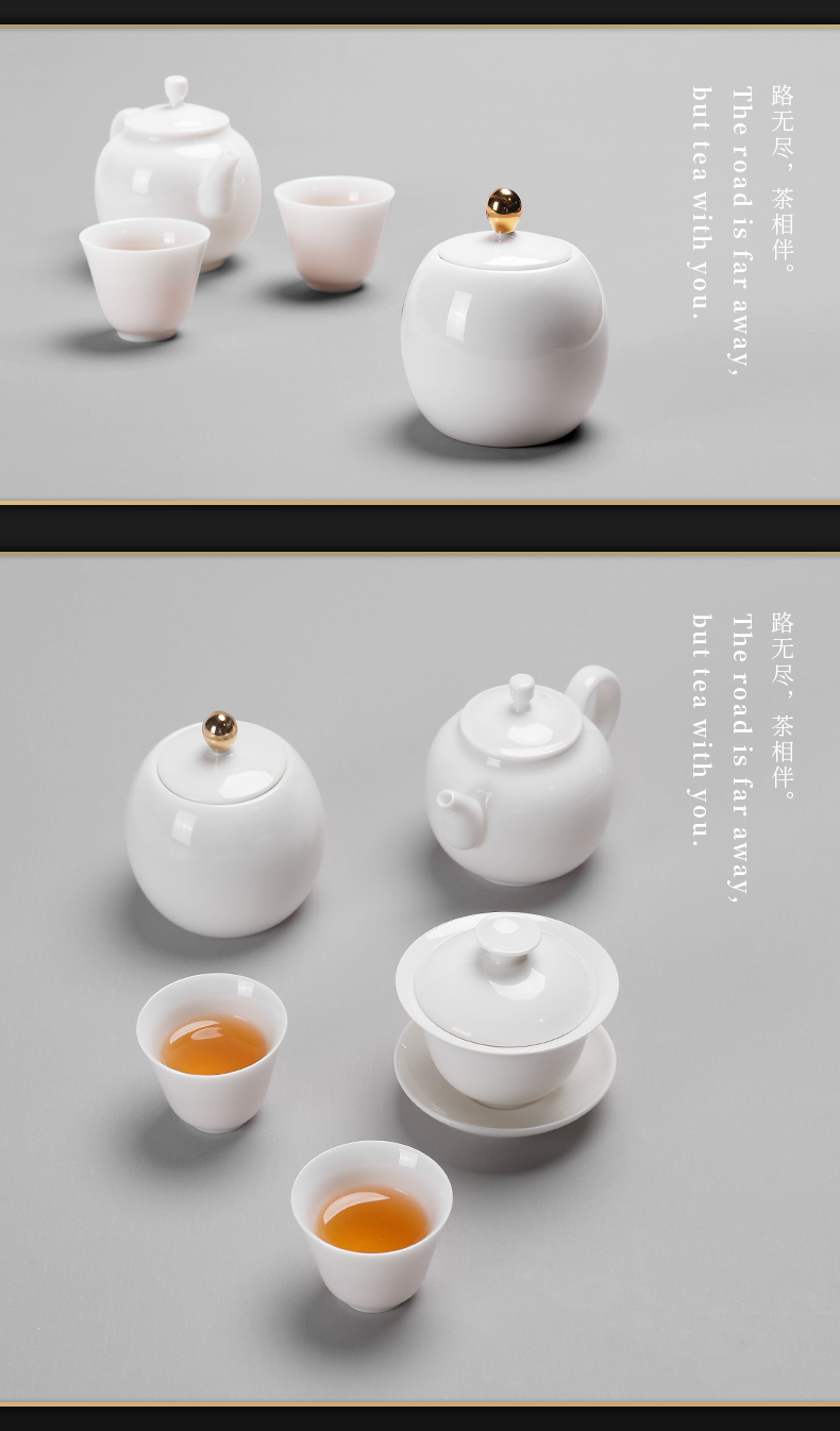 Shadow at dehua white porcelain tea pot ceramic POTS kung fu tea set storage accessories household store content box LY POTS of tea storehouse