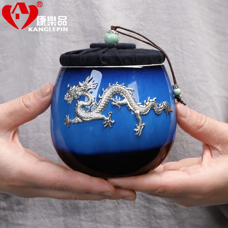 Shadow enjoy ceramic tea pot with red glaze, tasted silver gilding home tea POTS trumpet pu - erh tea storage sealed as cans of KL