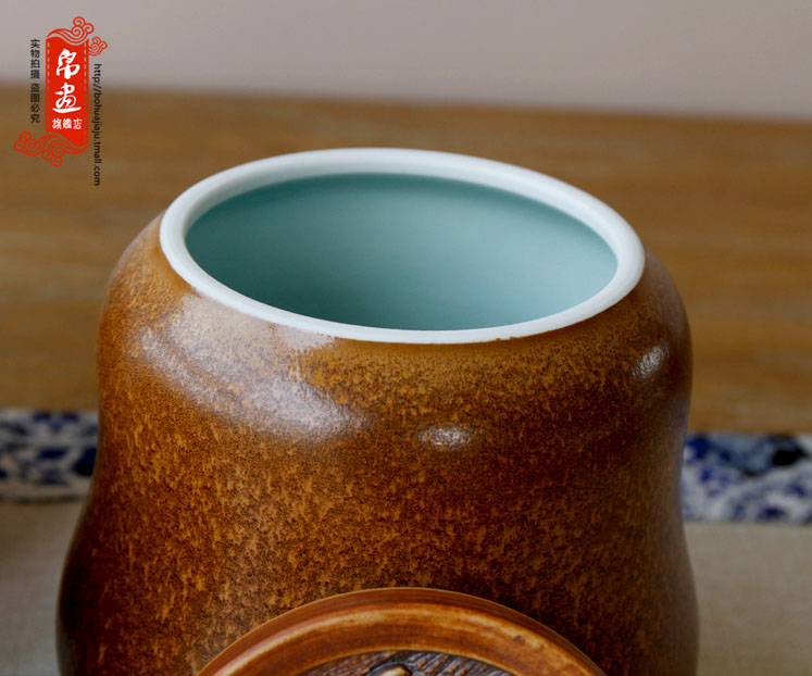 Shadow enjoy pu 'er tea box | up jingdezhen ceramics hand - carved ceramic lid caddy fixings tea ware