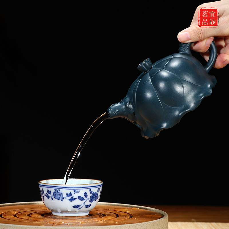 Shadow at it pure manual chlorite teapot household kung fu teapot yixing ink lotus pot collection YSMP