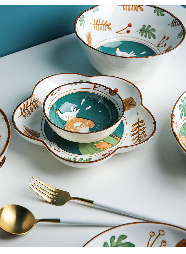 Creative express cartoon ceramic tableware suit rice bowl lotus expressions using baking bowl of soup bowl the pattern of such use