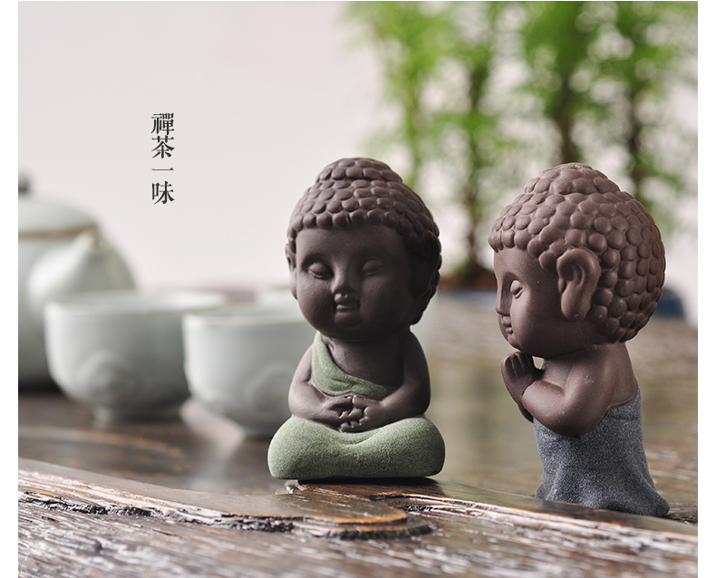 Shadow enjoy purple sand tea pet furnishing articles see colour sand clay Buddha little Buddha tea play home furnishing articles express little monk tea pet JT