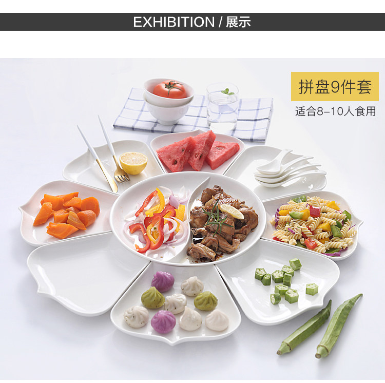 Ceramic platter creative dishes irregular circular plate combination bowl of the spoon home plate Japanese - style tableware suit