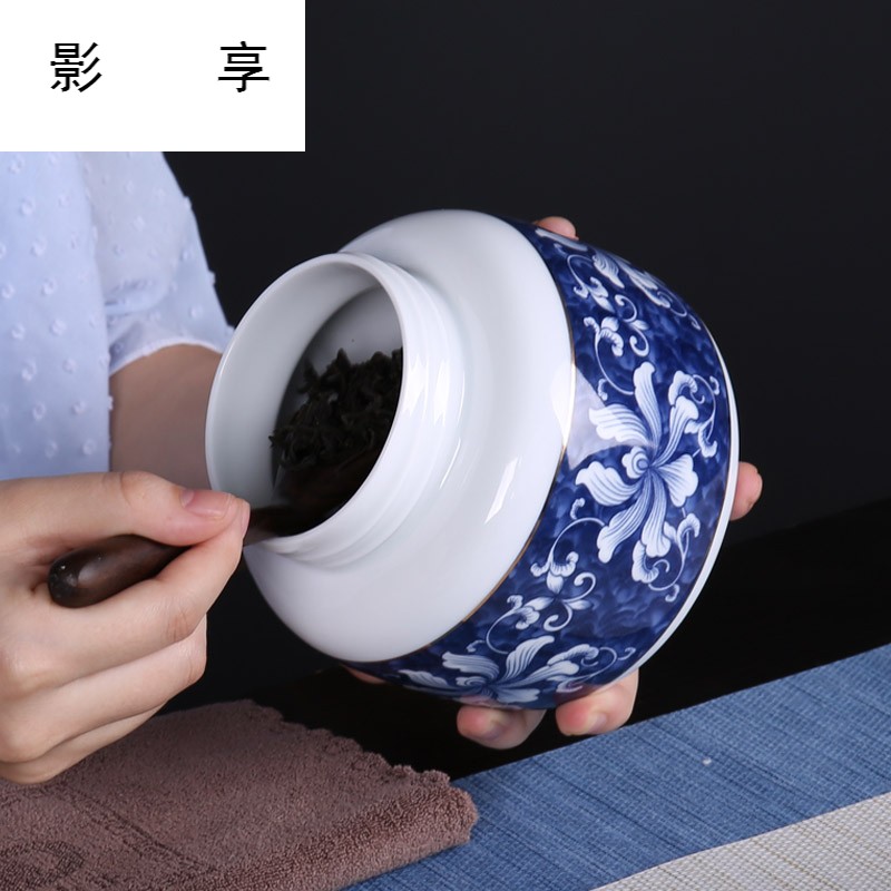 Shadow enjoy household ceramic tea pot with cover POTS of blue and white porcelain tea boxes tea barrel wake receives storage tanks BLT