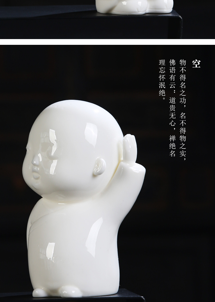 Shadow at dehua thin body white porcelain tea pet furnishing articles zen monk home decoration PCH white porcelain ceramic arts and crafts