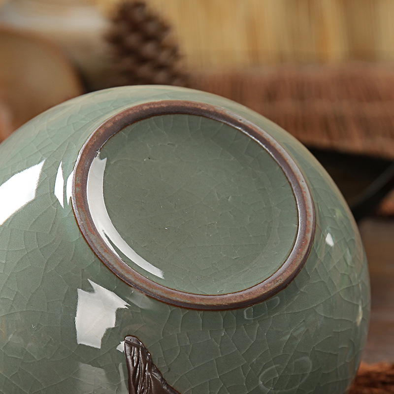 Shadow enjoy ceramic seal can wake puer tea pot of tea urn storage tea box elder brother up caddy fixings large DCXH reliefs