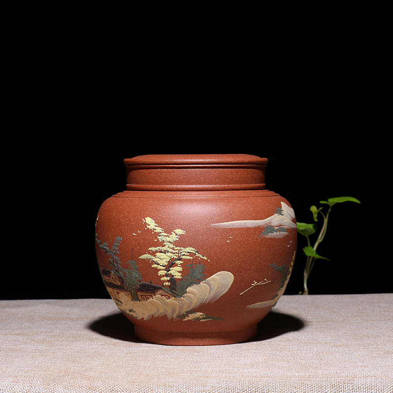 Shadow at yixing purple sand tea pot boutique large pu double cover pure manual JH seal storage POTS characteristics