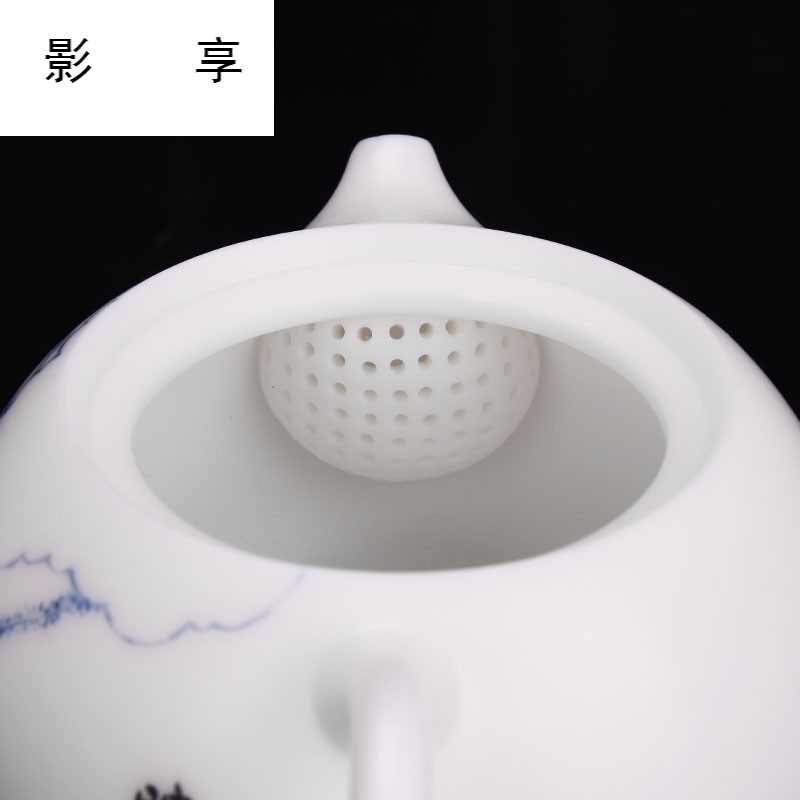 Shadow at dehua white porcelain tea kungfu tea set suit household ceramics suet jade porcelain teapot tea accessories HF