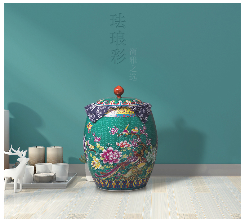 Large porcelain tea pot ceramic business gifts storage tank receives puer tea cake box of tea urn jar