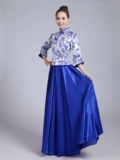Сине-белая длинная юбка, классический костюм, китайский стиль