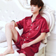 Mens mỏng ngắn tay lụa băng pajama thiết lập kích thước mùa hè tươi đơn giản lụa giản dị về nhà mặc hai mảnh bộ.