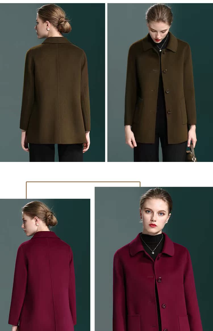 Áo khoác cashmere cho phụ nữ trung niên và cũ, áo len ngắn cho mẹ hai mặt 2018 mùa thu đông mới cộng với phân bón để tăng áo khoác đẹp