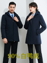 Professional tooling down jacket men and women with the same work clothes navy blue Bank property 4s shop teacher field jewelry store
