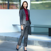 Striped suit suit womens British style 2020 new fashion small fragrance professional formal pants suit gray