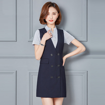 Professional suit womens summer new fashion short-sleeved shirt vest dress two-piece set OL slim-fit tooling overalls