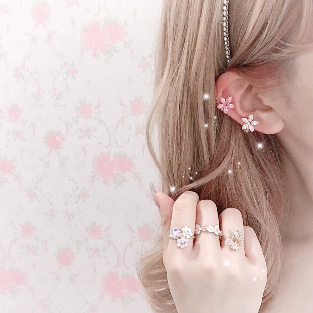 Hairy - hair Yuka Japanese moca Japanese small fresh water drilling cherry blossom style clamp