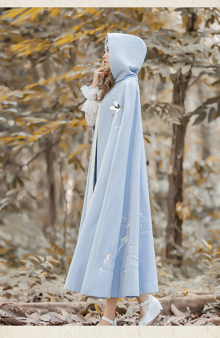 Quần áo thu đông nữ 2019 mới thêu áo choàng dài nữ dày ấm áp áo choàng lớn Hanfu bên ngoài áo khoác lông - Accentuated eo áo áo khoác dài hàn quốc