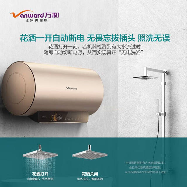 Wanhe 60L 80L Electric Water Heater, Fast Heating, Power-Off Protection, 3000W, First-Class Energy Efficiency, No Need to Replace Magnesium Rod, E60-X10