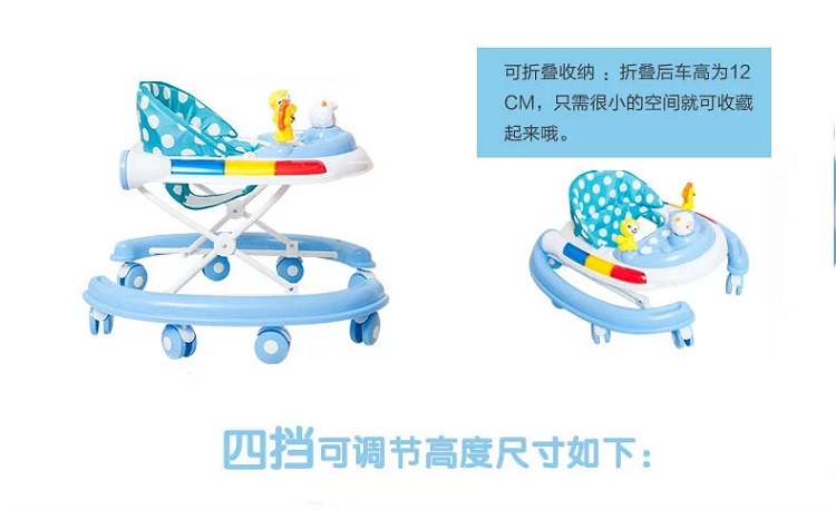 Baby Walker Xe đẩy Rollover đa chức năng Scooter Baby Walker 6 7-18 tháng có thể gập lại