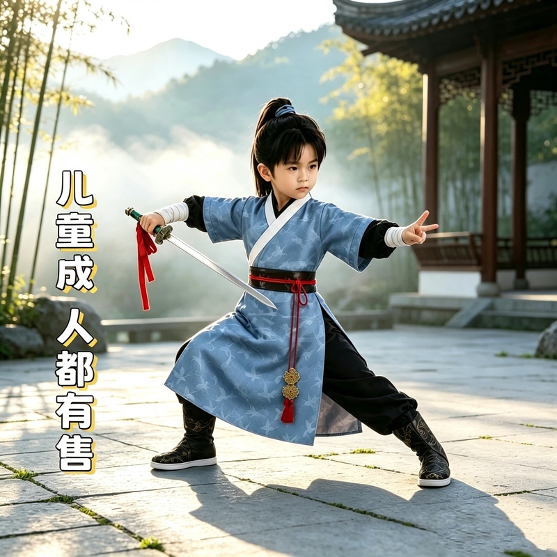 Lu Dongbin Cosplay Costume, Lu Dongbin Children's Cosplay Costume, Ancient Style Movie Eight Immortals Character Full Set Performance Costume Lu Dongbin Cosplay Costume, Lu Dongbin Children's Cosplay Costume, Ancient Style Movie Eight Immortals Character Full Set Performance Costume