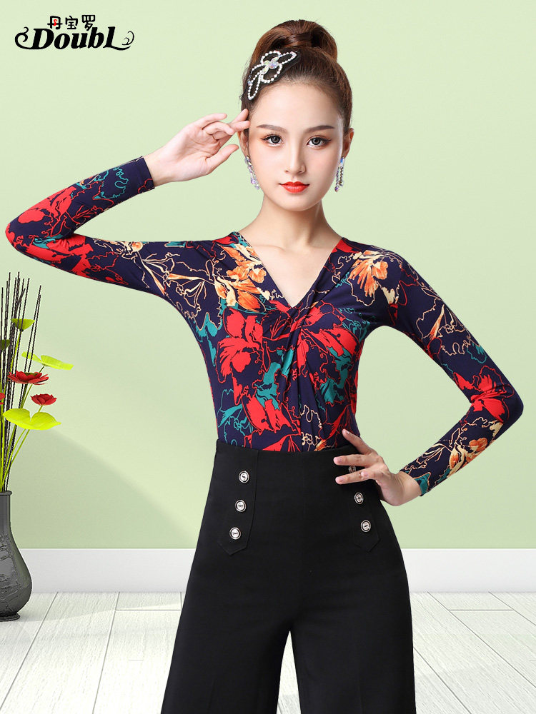 Dambao Rolla Ding dance blouses Long sleeve female adult national standard dance practice Gongfu Social dance Costume Square Dance Little Shirts