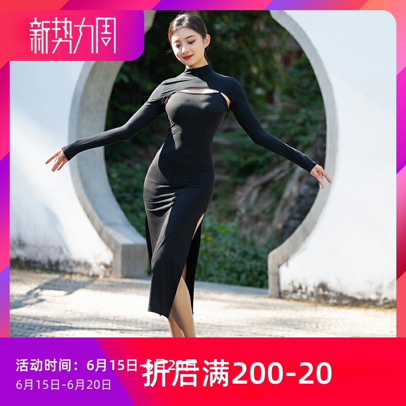 Fivan dance rear display slim two sets of black dresses black hanging band dress Two sets of modern dance Classical Dance Exercises