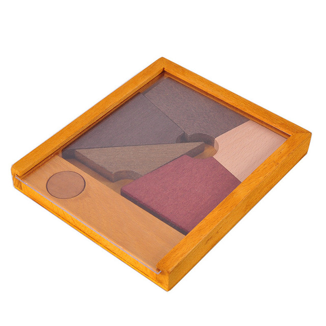 Puzzle jigsaw puzzle cleverly placed round Luban box toy triangle wooden neutral square puzzle unlock