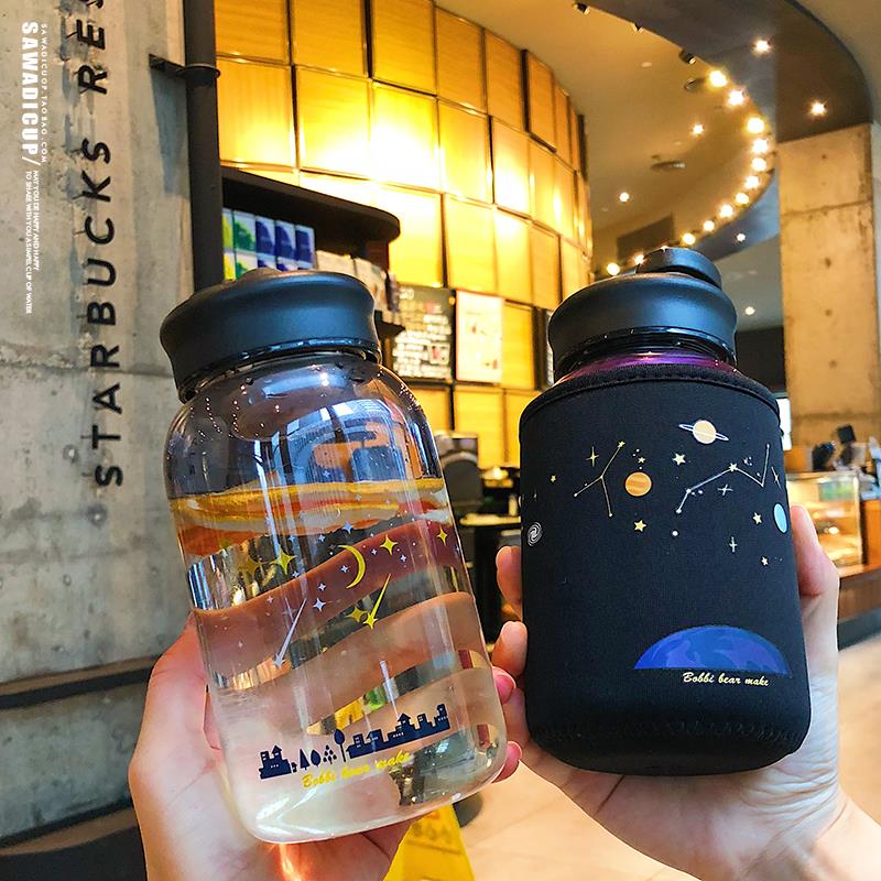 Korean-style Japanese starry sky water cup simple net red ins glass large-capacity creative personality trend cute cup