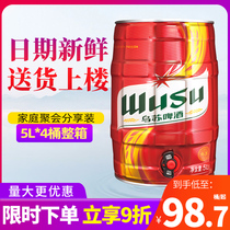 Xinjiang Greater Red Usu Extra Large Bucket Loaded Beer Spirits 5 Liters 5L* 4 Buckets Big Canned Beer 11 ° Degree Sharing