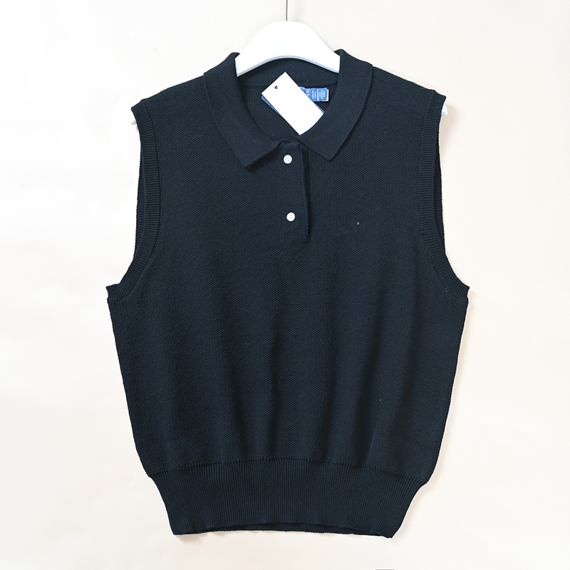 American Style Women's New Embroidered Polo Collar Short Sleeveless Knitted Vest