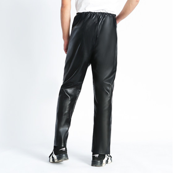 Labor insurance pants leather pants car wash waterproof oil-proof auto repair chef black loose work suit wear-resistant work pants windproof