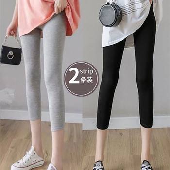 2 pairs of summer thin 7-point leggings for women wearing high waist large size slimming and tight 7-point leggings for mid-sized trousers