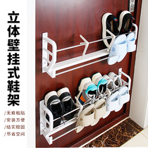 Shoe storage wall hanging non-perforated wall hanging door rear shoe rack small space saving artifact household simple storage rack