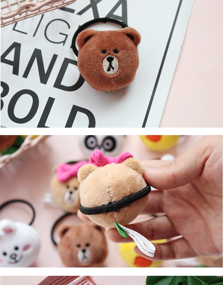 LINE chính hãng Cartoon Cartoon Hair Band Brown Xiong Ke Niu Rabbit Hair Rope Hair Oak Xem Sweet Rubber Band Hair Ring Phụ kiện tóc dây buộc tóc hoa cúc