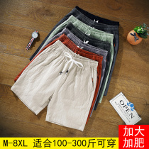 Summer mens new loose big code 5 points casual pants Young gattening up linen Halen straight drum 50% pants