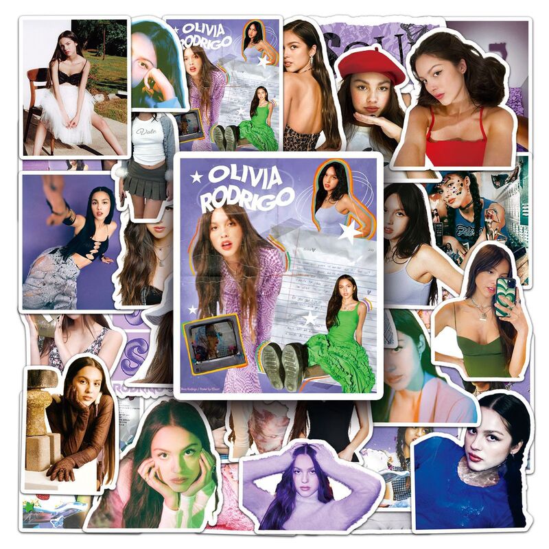 50 Olivia Rodrigo Celebrity Merchandise Stickers for Luggage 50 Olivia Rodrigo Celebrity Merchandise Stickers for Luggage