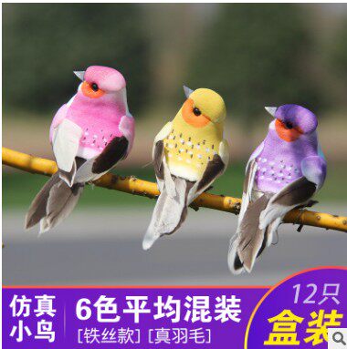 Decorate simulation bird and tied branches animal foam fake bird crafts Art Feather