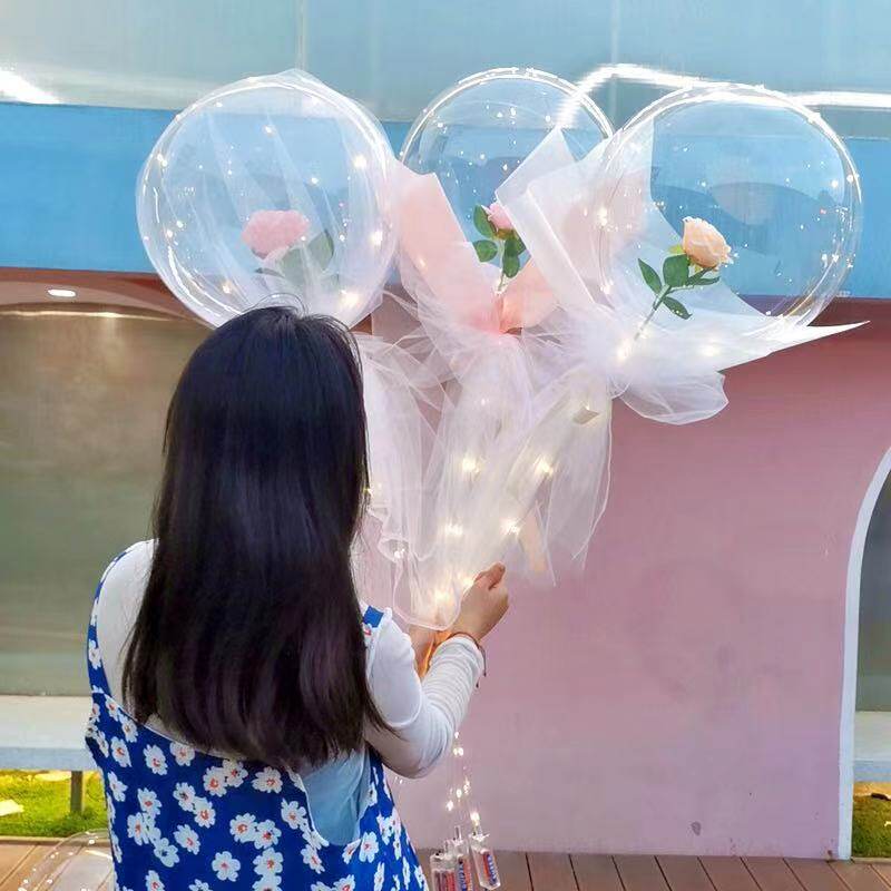 Valentine's day decoration net red luminous wave ball romantic confession proposal room birthday decoration scene arrangement balloon