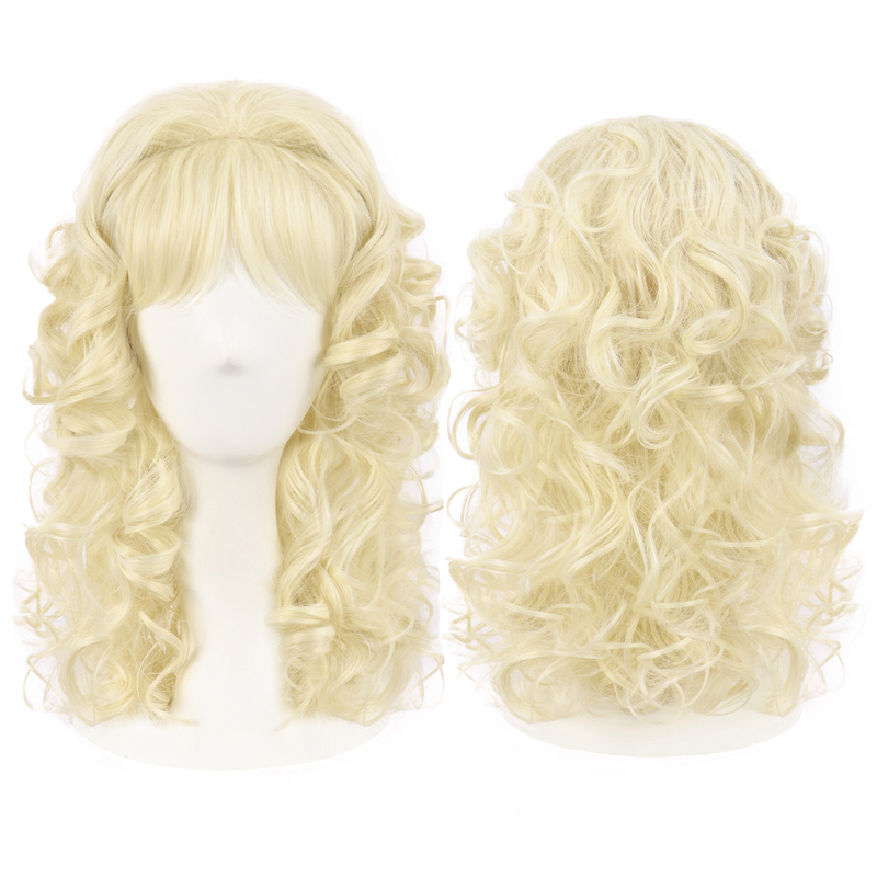 European and American Female Singer Dolly Parton Performs with Golden Big Wavy Hair for Halloween