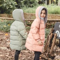 Korean childrens down jacket 2019 new girls  medium-long cotton clothes male baby childrens simple hooded quilted jacket