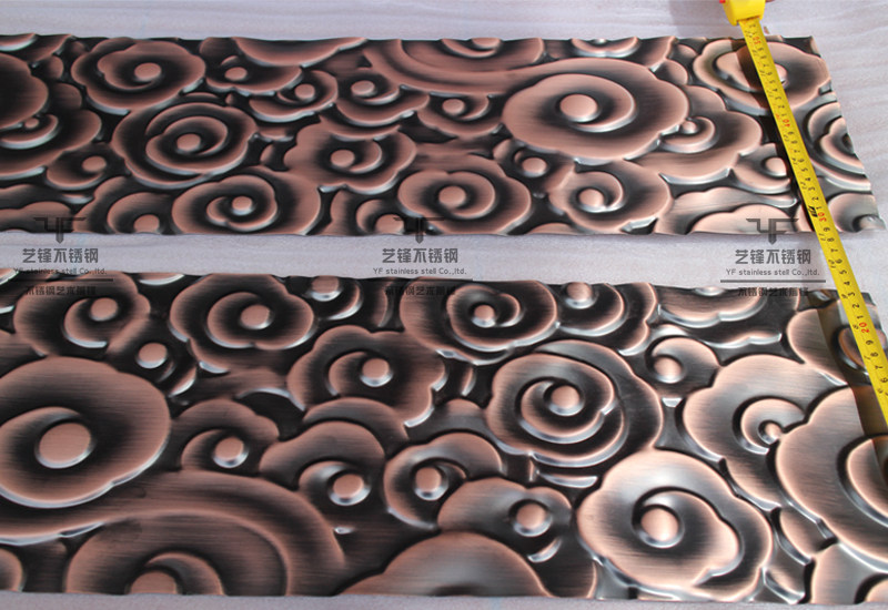Stainless steel 3D stereo cloud compressed ceiling decoration etching antique copper ceiling background wall wave scales