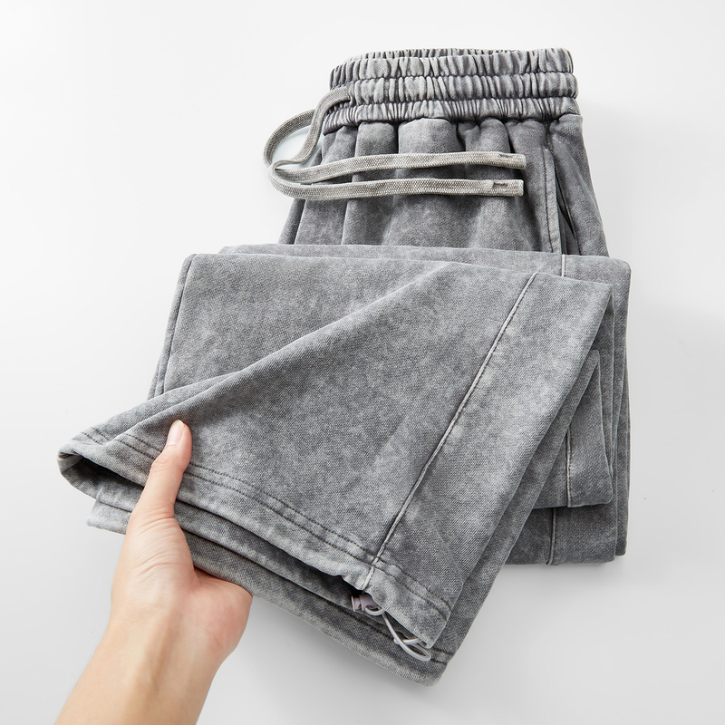 American-Style Heavyweight Pure Cotton Washed Vintage Straight-Leg Sweatpants, Loose Wide-Leg Casual Sports Pants, Snowflake Retro Long Pants American-Style Heavyweight Pure Cotton Washed Vintage Straight-Leg Sweatpants, Loose Wide-Leg Casual Sports Pants, Snowflake Retro Long Pants