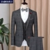 Bộ đồ vest nam ba mảnh phù hợp với phiên bản Hàn Quốc của chú rể tự trồng váy cưới kẻ sọc retro bộ đồ nhỏ chuyên nghiệp - Suit phù hợp shop do nam cao cap Suit phù hợp