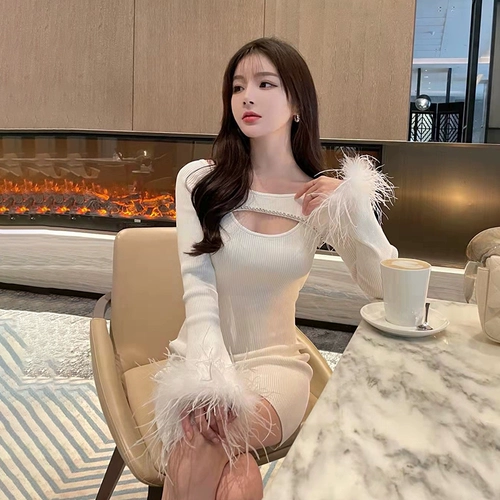 Сексуальное приталенное трикотажное платье, дизайнерская белая юбка, 2021 года, тренд сезона