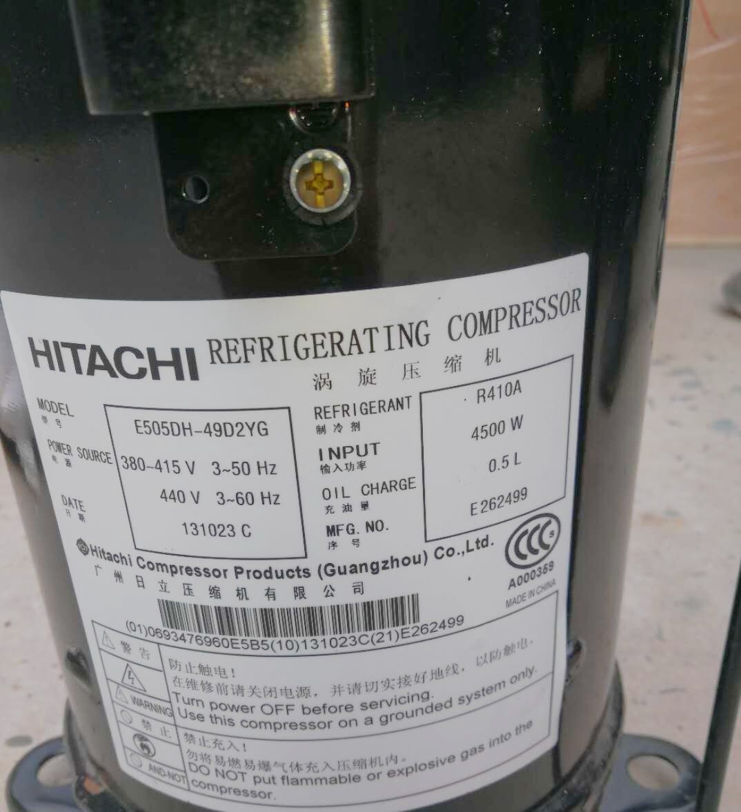 E505DH-49D2YG original fit Hitachi 5P Refrigeration compressor E505DH-49D2Y 49D2G