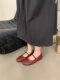 Fairy-Style French Retro Round-Toe Shallow Ballet Shoes for Women, Pleated Flat Mary Jane Shoes with a Single Strap
